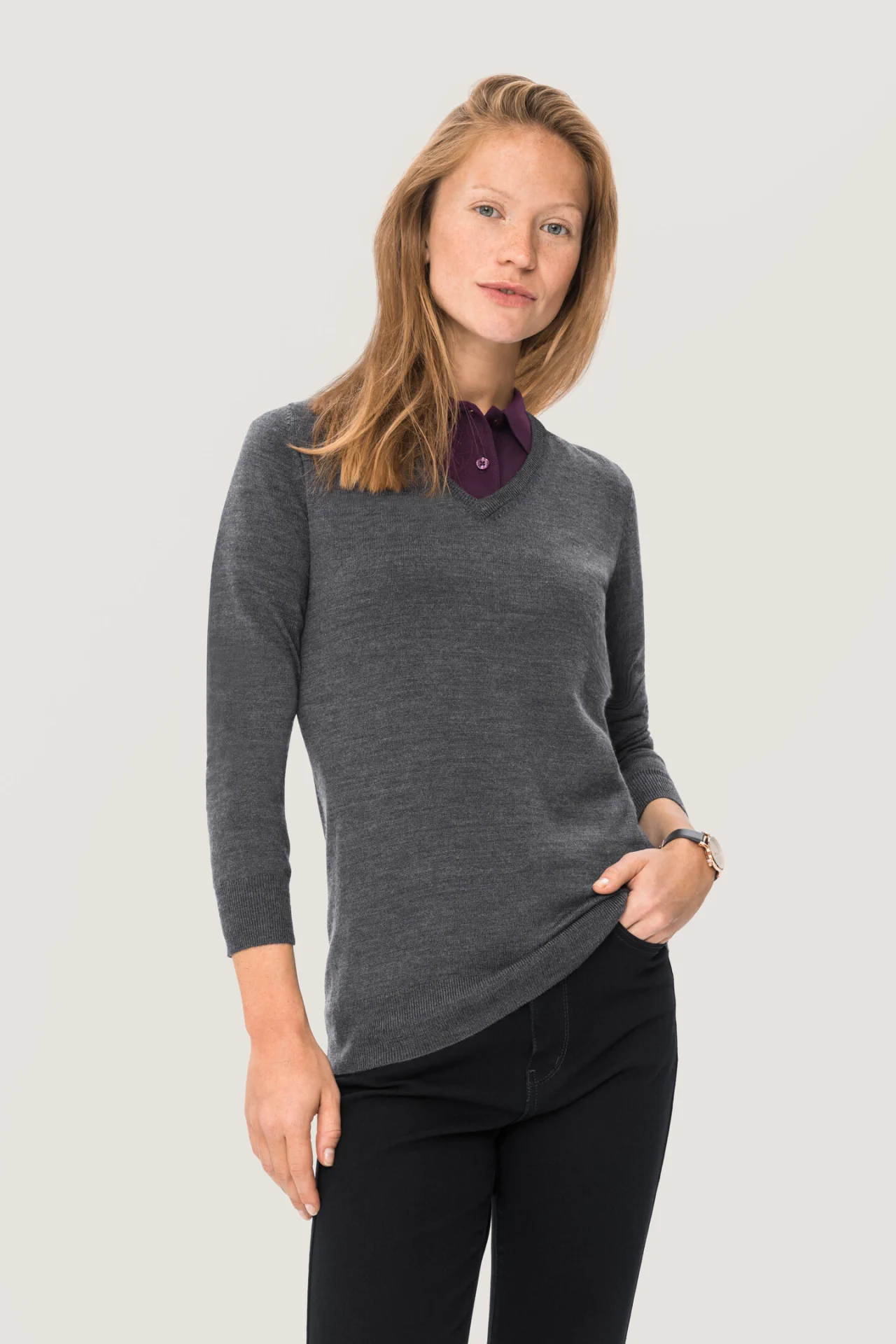 HAKRO Women-V-Pullover 134 Merino Wool